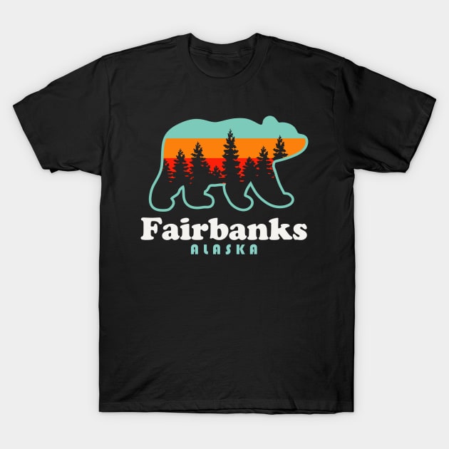 Fairbanks Alaska Vacation Travel Bear Trees T-Shirt by PodDesignShop